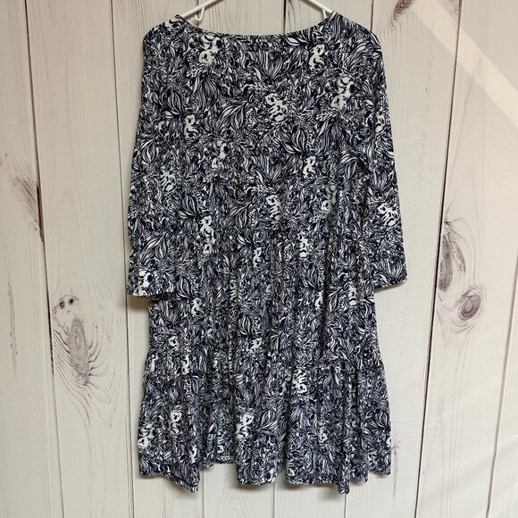 Lilly Pulitzer Geanna Swing Dress XL Gday Mate Navy Print EUC - Picture 4 of 10